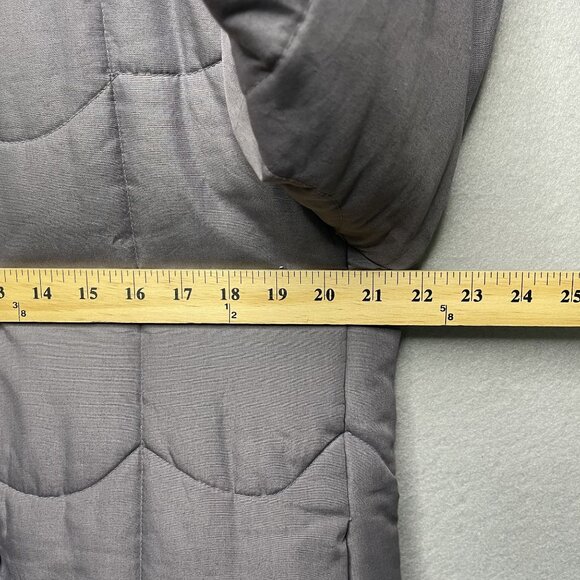 Vintage 80s Saxton Hall Gray Quilted Long Puffer Coat Toggle Button Closure M - Picture 7 of 9